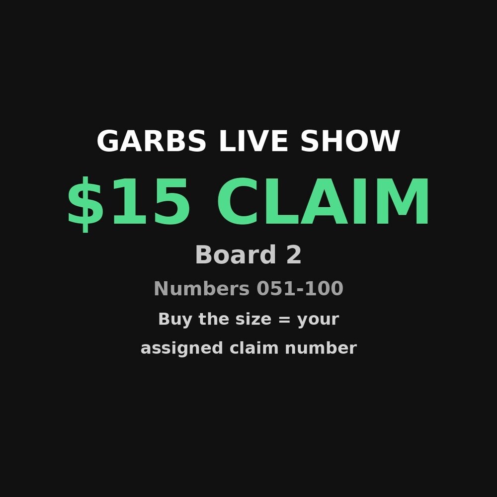 Live Show Claim - Board 2 ($15) - Numbers 051-100